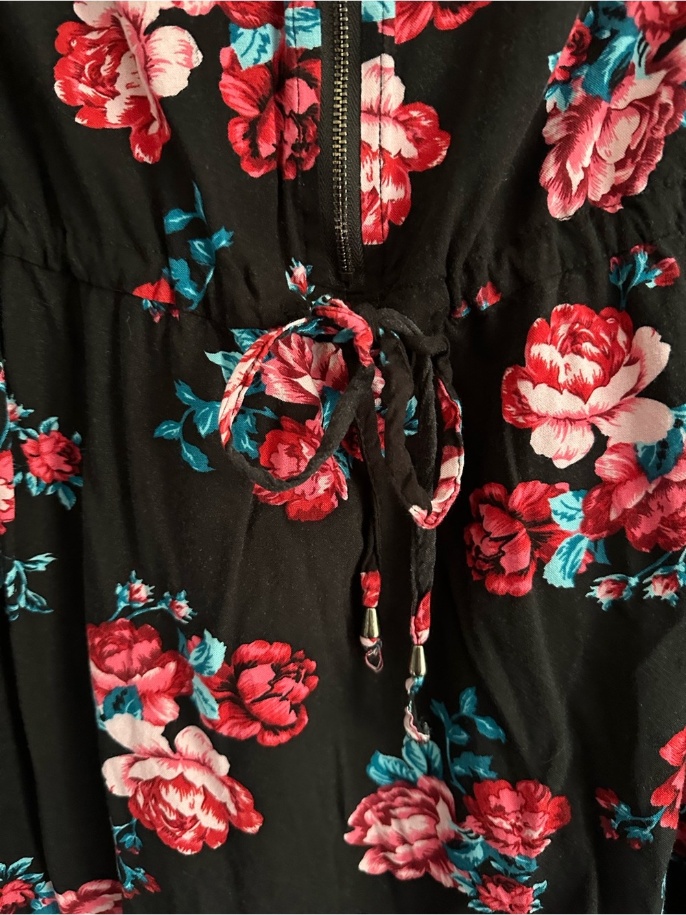 Size 1X Dex Floral Zip Front Drawstring High-Low Dress - Picture 6 of 8